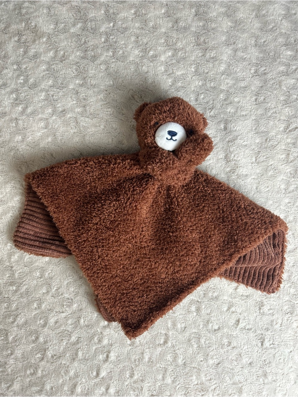 Just One You by Carter's Brown Teddy Bear Lovey Security Blanket Ribbed White